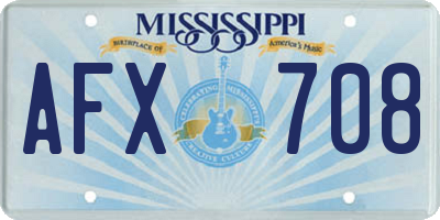 MS license plate AFX708