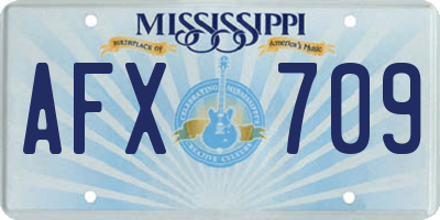 MS license plate AFX709