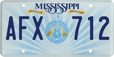 MS license plate AFX712