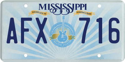 MS license plate AFX716