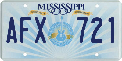 MS license plate AFX721