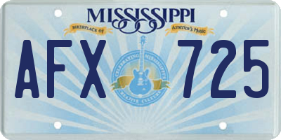 MS license plate AFX725