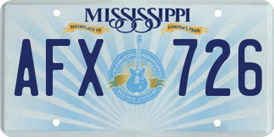 MS license plate AFX726