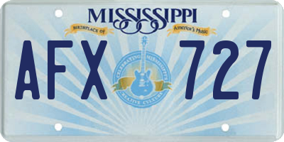 MS license plate AFX727