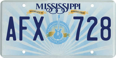 MS license plate AFX728