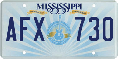 MS license plate AFX730