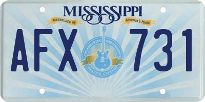 MS license plate AFX731