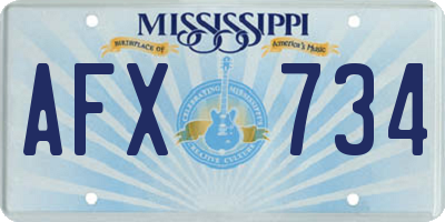 MS license plate AFX734