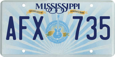 MS license plate AFX735
