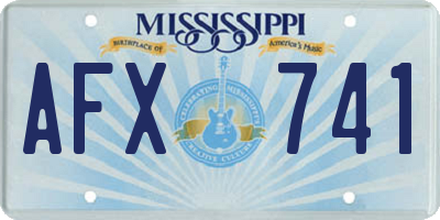 MS license plate AFX741