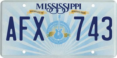 MS license plate AFX743