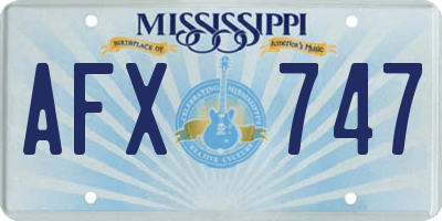 MS license plate AFX747
