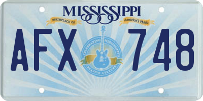 MS license plate AFX748
