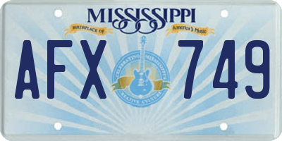 MS license plate AFX749