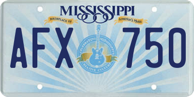 MS license plate AFX750