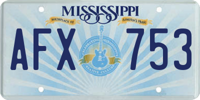 MS license plate AFX753