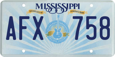 MS license plate AFX758