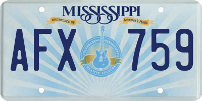 MS license plate AFX759