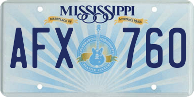 MS license plate AFX760