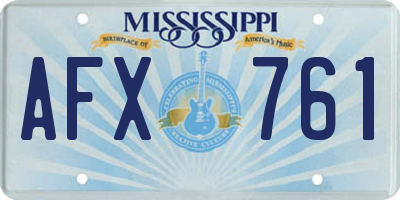 MS license plate AFX761