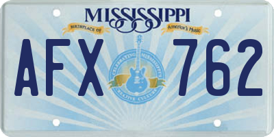 MS license plate AFX762