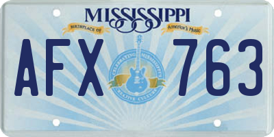 MS license plate AFX763