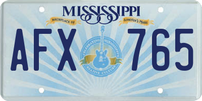 MS license plate AFX765