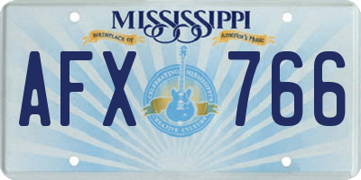 MS license plate AFX766