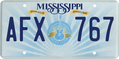 MS license plate AFX767