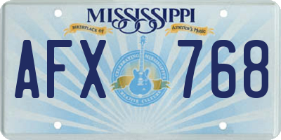 MS license plate AFX768