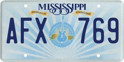 MS license plate AFX769