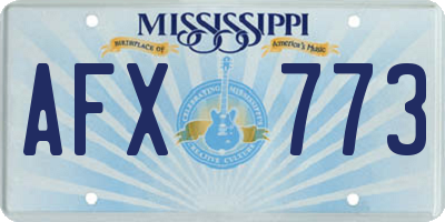 MS license plate AFX773