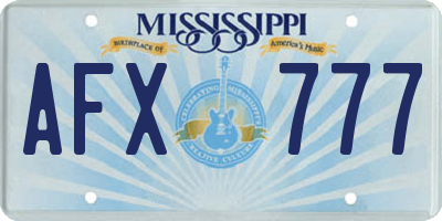 MS license plate AFX777