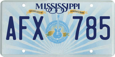 MS license plate AFX785