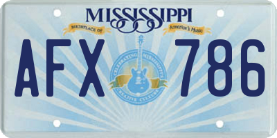 MS license plate AFX786