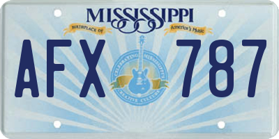 MS license plate AFX787