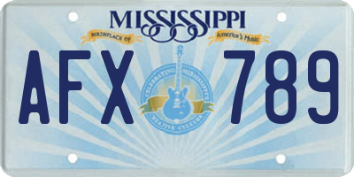 MS license plate AFX789
