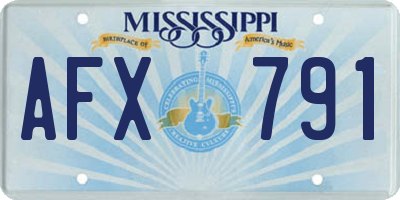 MS license plate AFX791
