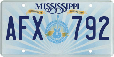 MS license plate AFX792