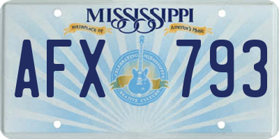 MS license plate AFX793