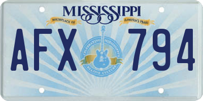 MS license plate AFX794