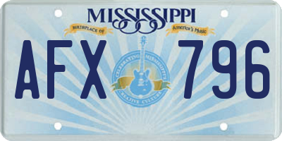MS license plate AFX796