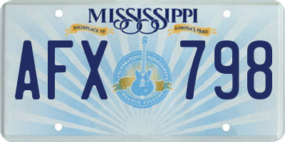 MS license plate AFX798