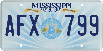 MS license plate AFX799