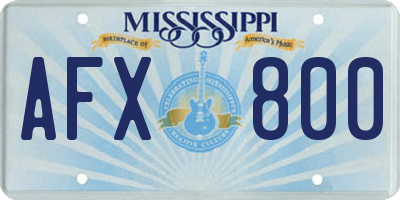 MS license plate AFX800