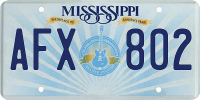 MS license plate AFX802