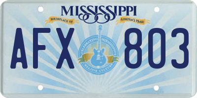 MS license plate AFX803