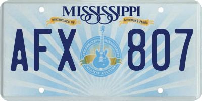MS license plate AFX807