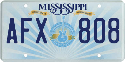 MS license plate AFX808