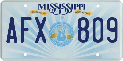 MS license plate AFX809